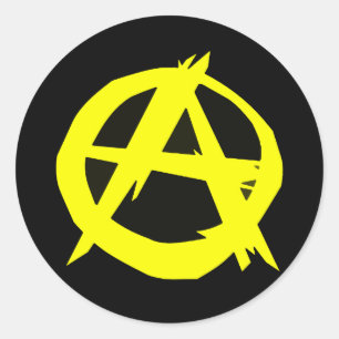 Anarcho Capitalism Black and Gult Flagga Runt Klistermärke