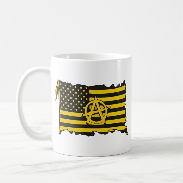 Anarcho-Capitalist Flag USA  Black & Gold flag Kaffemugg (Vänster)