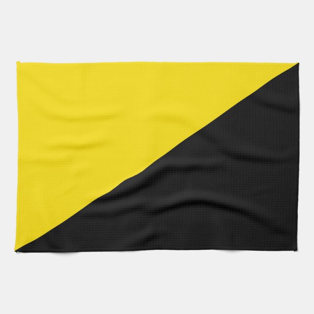 Anarcho kapitalism flagga anarchy symbol black yel kökshandduk (Horisontell)