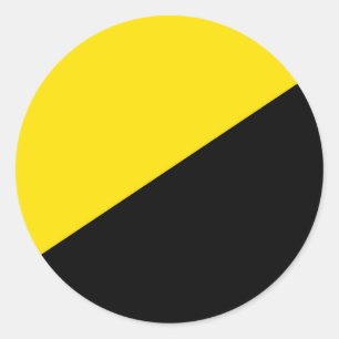 Anarcho kapitalism flagga anarchy symbol black yel runt klistermärke