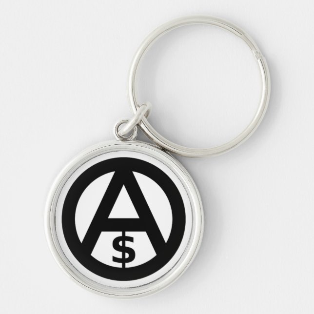Anarcho kapitalism Keychain Rund Silverfärgad Nyckelring (Framsidan)