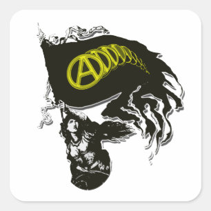 Anarcho kapitalistisk söndersliten flagga med fyrkantigt klistermärke