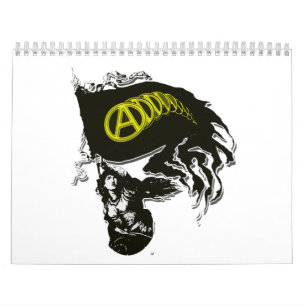 Anarcho kapitalistisk söndersliten flagga med kalender