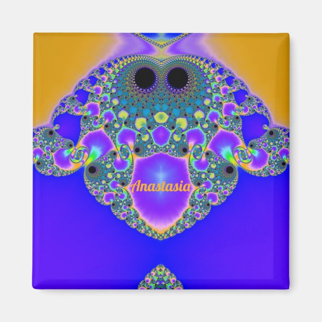 ANASTASIA~ Abstrakt Mönster ~ Blue Lila Gult ~ Magnet (Framsidan)