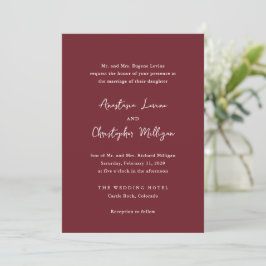 Anastasia Burgundy Elegant bröllop Inbjudningar