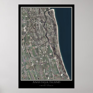 Anastasia Island Florida från Space Satellite Kart Poster