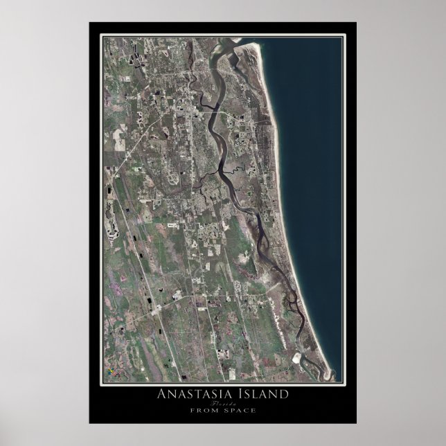 Anastasia Island Florida från Space Satellite Kart Poster (Framsidan)