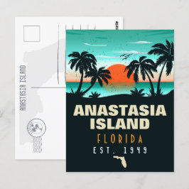 Anastasia Island Florida Retro Sunset Souvenirs Vykort