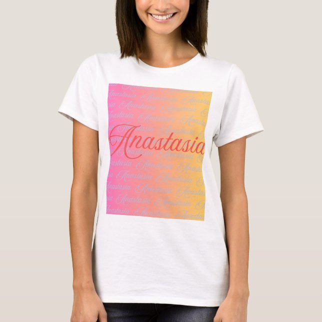 Anastasia Namn Design Mönster T Shirt (Framsida)