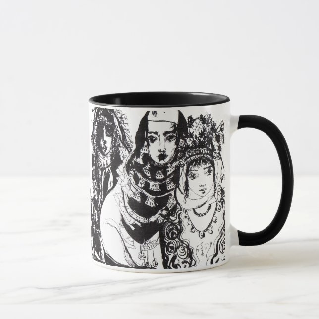 ANATOLIAN GIRLS Black White Ethnic Mode Mugg (Höger)