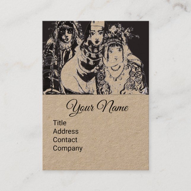 ANATOLIAN GIRLS Teckning Black Brown Kraft Papper Visitkort (Framsida)