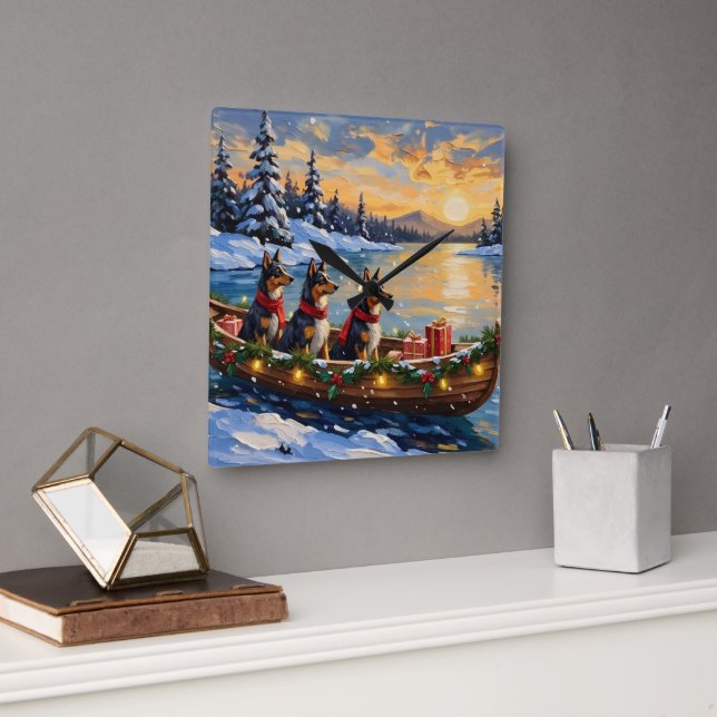 Anatolian Shepherd Christmas Boat Holiday Fyrkantig Klocka (Kontor)