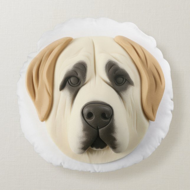 Anatolian Shepherd Dog 3D Inspirerad Rund Kudde (Framsidan)