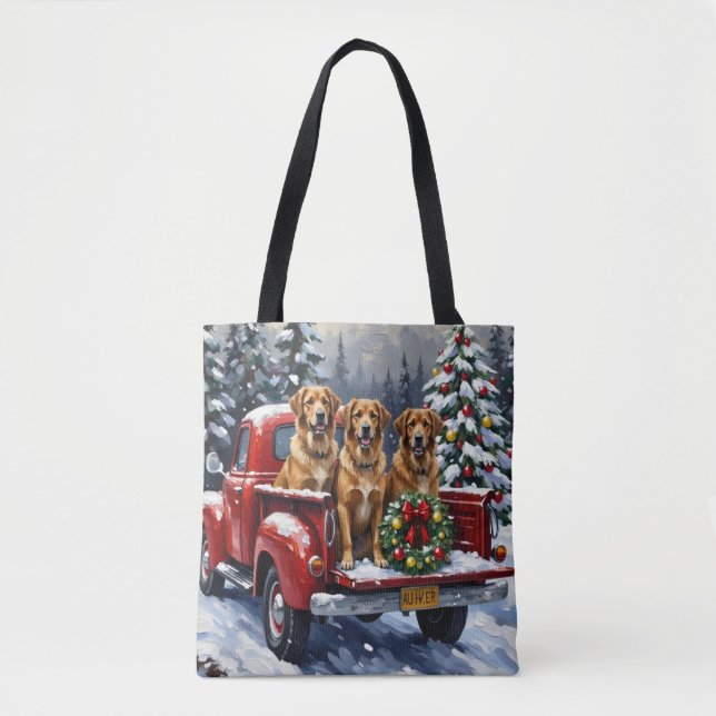 Anatolian Shepherd Dog Christmas Red Truck Holiday Tygkasse (Framsida)