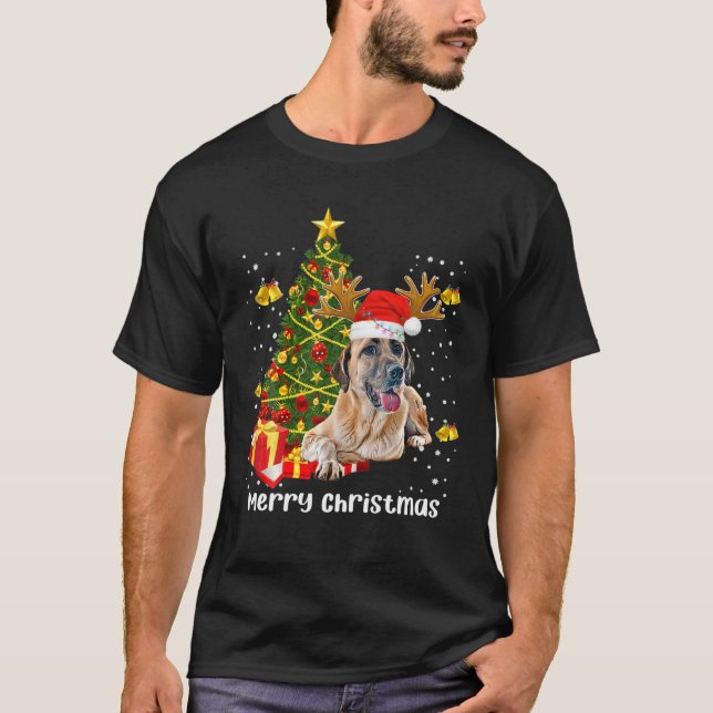 Anatolian Shepherd Dog Christmas Tree Santa Xmas P T Shirt (Framsida)