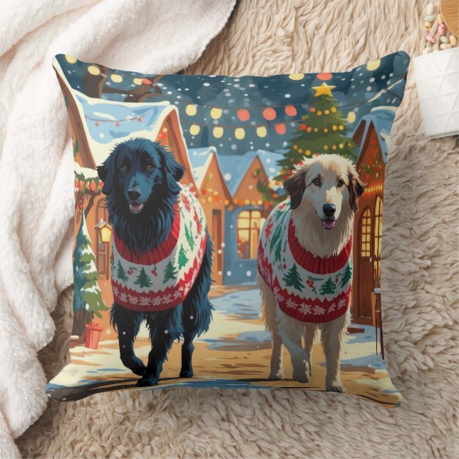 Anatolian Shepherd Dogs Christmas Snow Holiday Kudde (Filt)