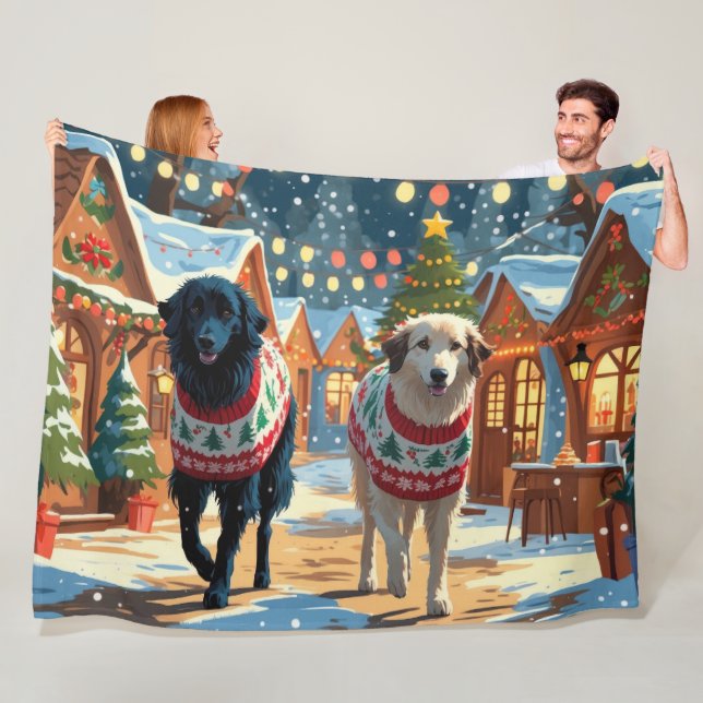 Anatolian Shepherd Dogs Jul Snö Holiday Fleecefilt (På plats)