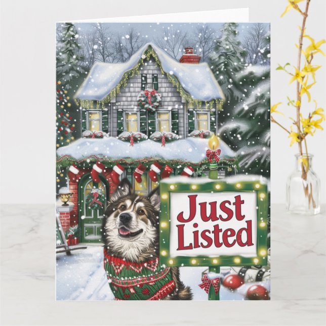Anatolian Shepherd Festive Realtor jul Kort (Gul blomma)