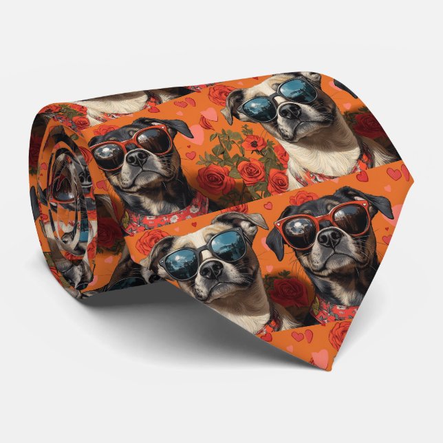 Anatolian Shepherd Heart Roses Alla hjärtans dag Slips (Rullad)