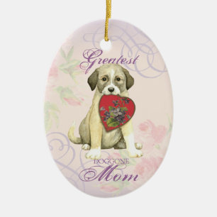 Anatolian Shepherd Hund Heart Mamma Ceramic Orname Julgransprydnad Keramik