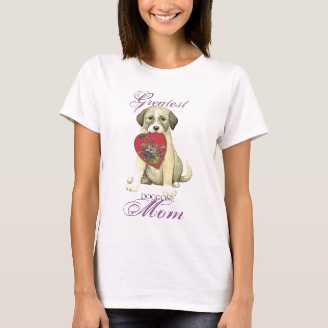 Anatolian Shepherd Hund Heart Mamma T Shirt (Framsida)