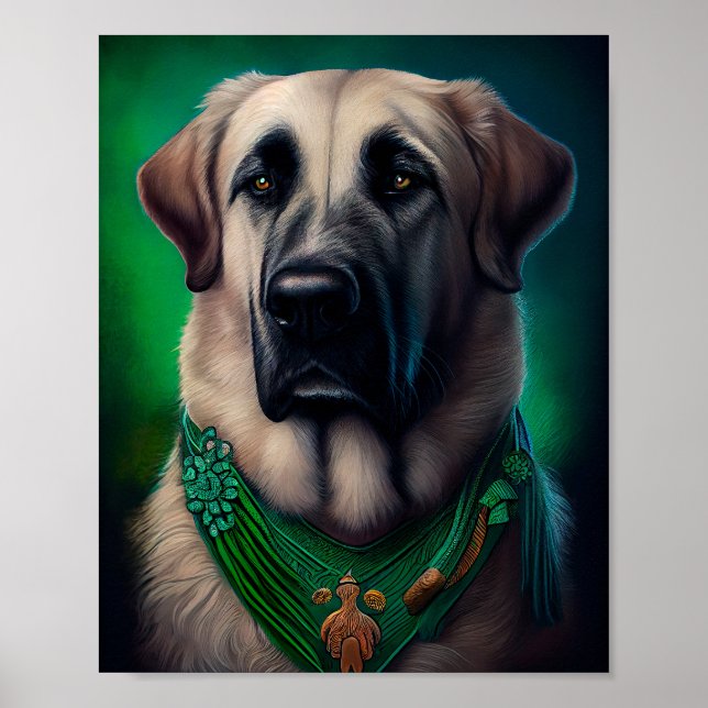 Anatolian Shepherd hund i St. Patrick Dress Poster (Framsidan)