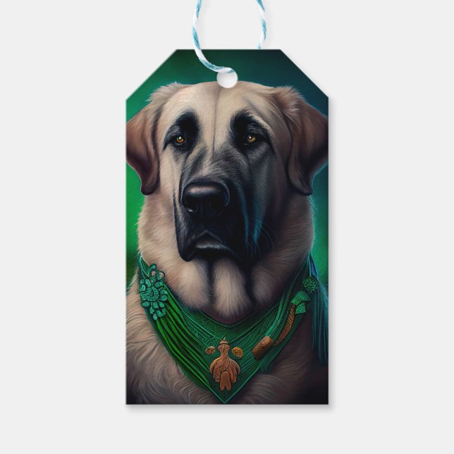 Anatolian Shepherd hund i St. Patrick Dress Presentetikett (Framsidan)