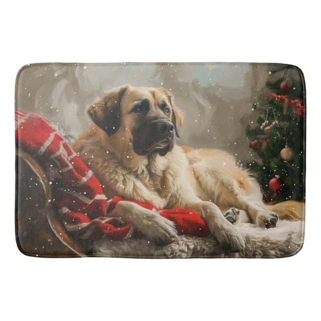 Anatolian Shepherd Hund jul Festive Badrumsmatta (Framsidan)