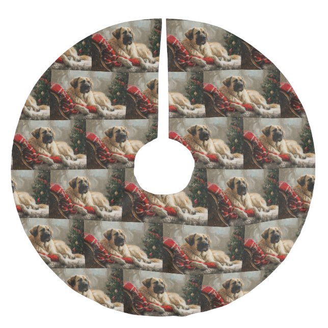 Anatolian Shepherd Hund jul Festive Julgransmatta Borstad Polyester (Framsidan)