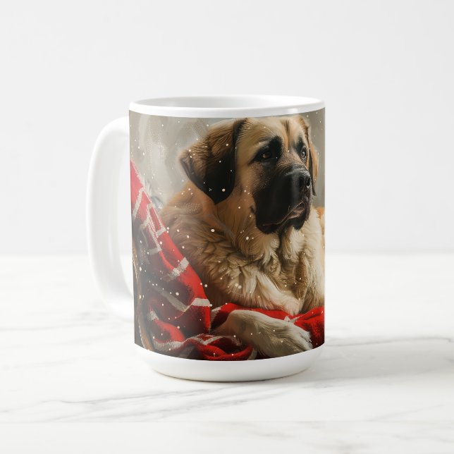 Anatolian Shepherd Hund jul Festive Kaffemugg (Framsida vänster)