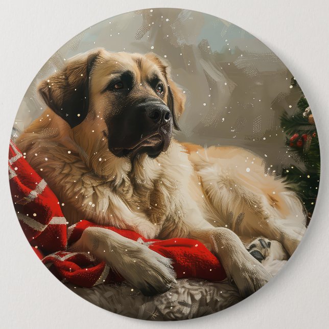 Anatolian Shepherd Hund jul Festive Knapp (Framsida)