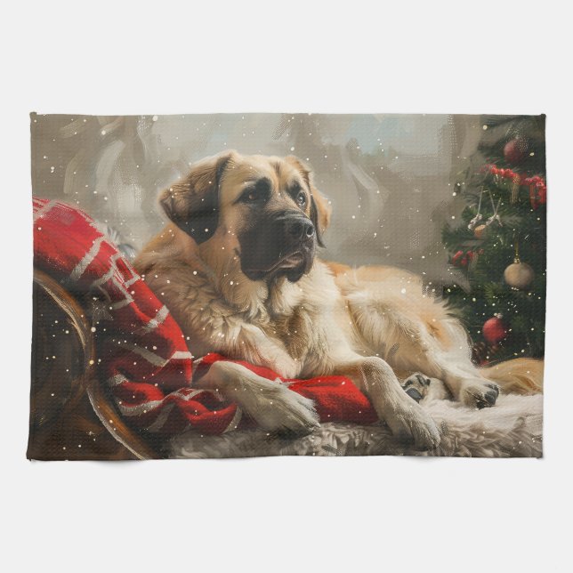 Anatolian Shepherd Hund jul Festive Kökshandduk (Horisontell)