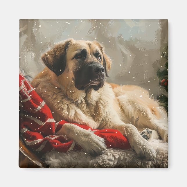 Anatolian Shepherd Hund jul Festive Magnet (Framsidan)
