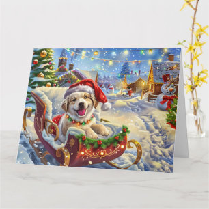 Anatolian Shepherd i Sleigh Snö jul Kort
