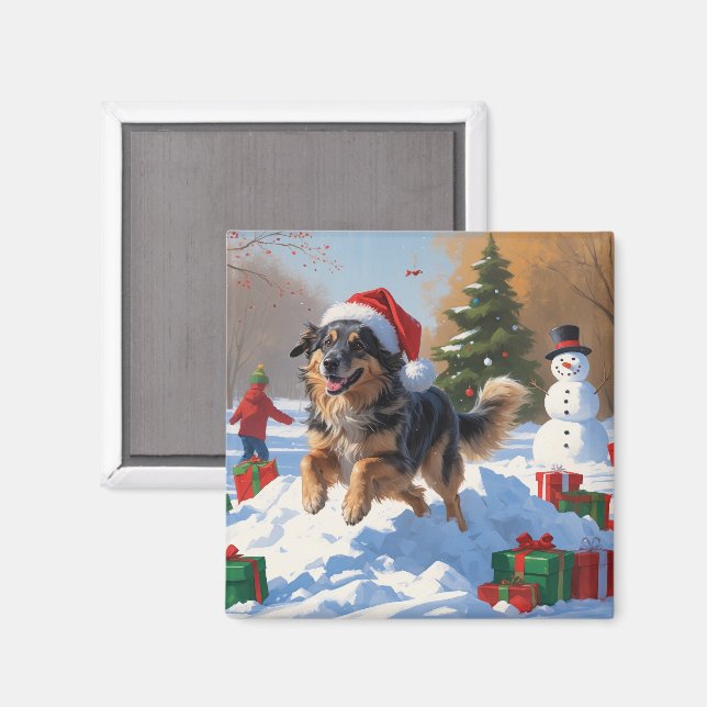 Anatolian Shepherd jul Festive Snö Magnet (Front/Back)