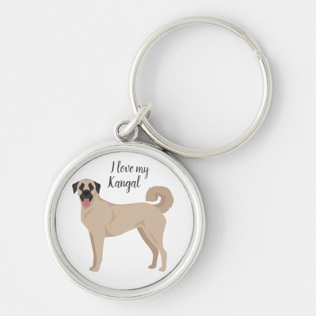 Anatolian Shepherd Kangal hund Rund Silverfärgad Nyckelring (Framsidan)