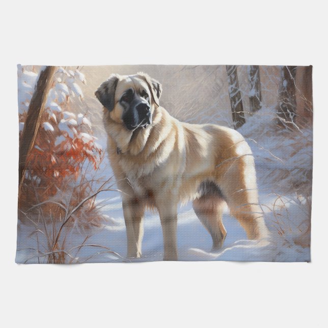 Anatolian Shepherd Låt det snöa jul Kökshandduk (Horisontell)
