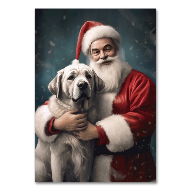 Anatolian Shepherd med Jultomten-jul Bordsnummer (Framsidan)