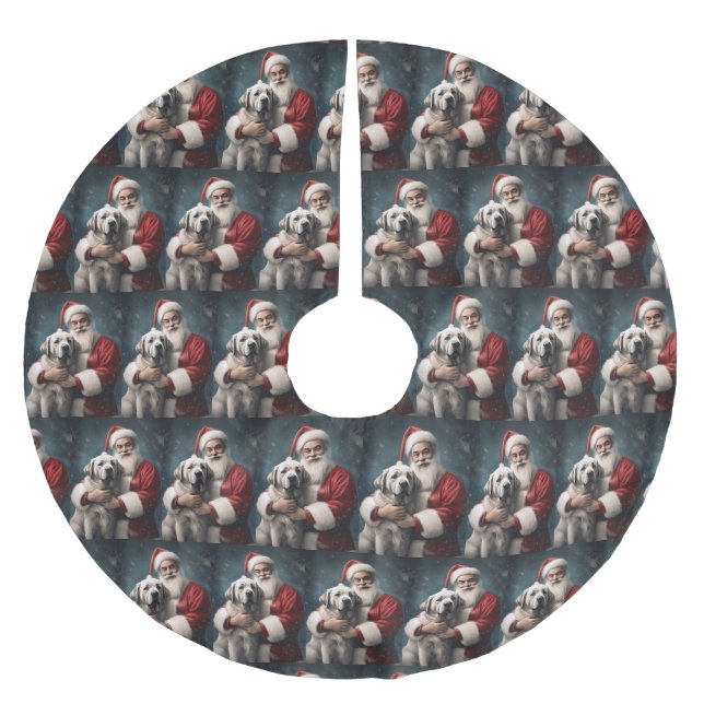 Anatolian Shepherd med Jultomten-jul Julgransmatta Borstad Polyester (Framsidan)