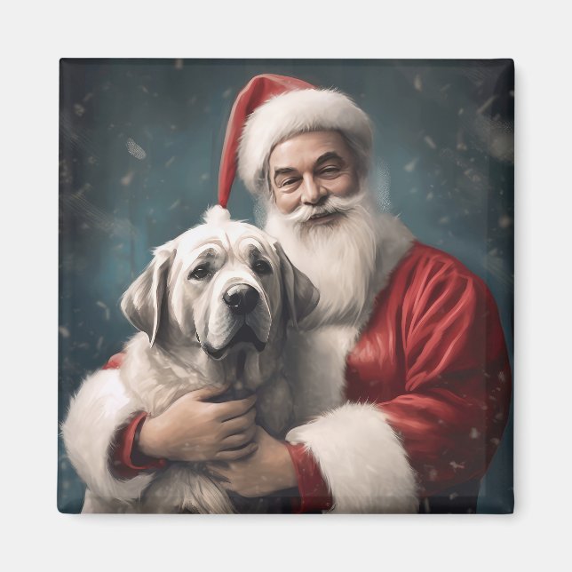 Anatolian Shepherd med Jultomten-jul Magnet (Framsidan)