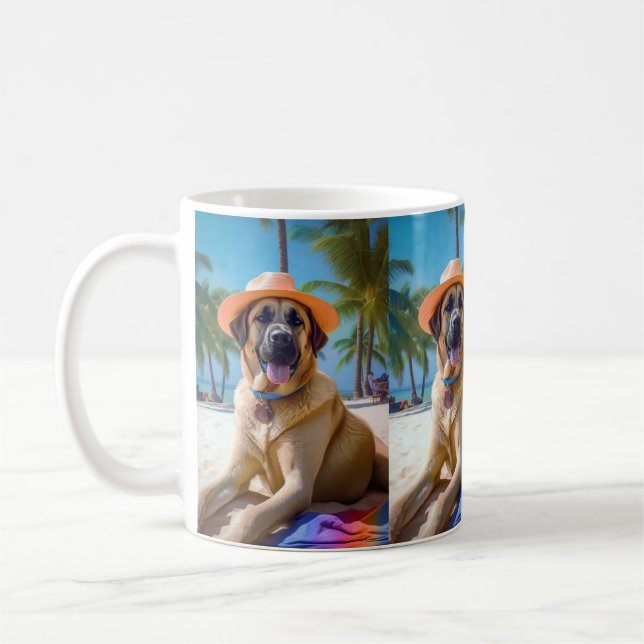 Anatolian Shepherd på Beach, sommargåva från hund  Kaffemugg (Vänster)
