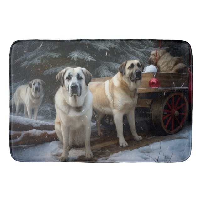 Anatolian Shepherd Snowy Sleigh-juldekretet Badrumsmatta (Framsidan)