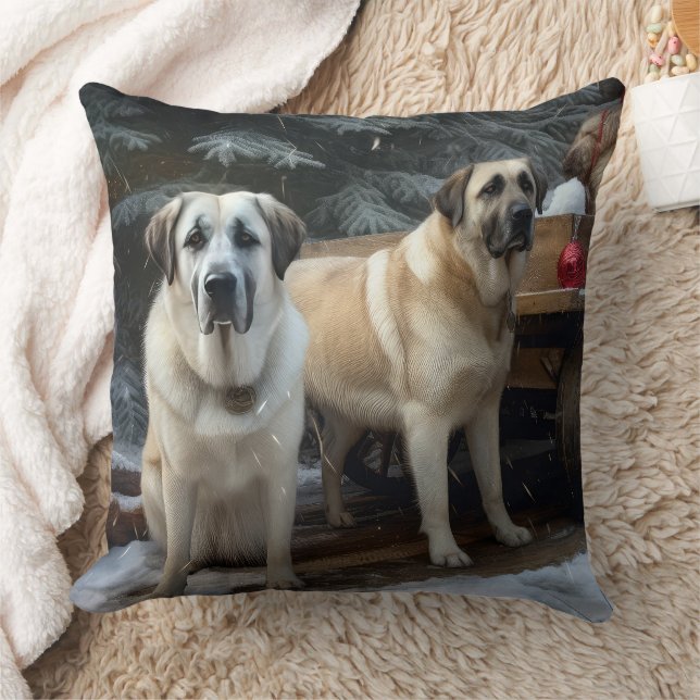 Anatolian Shepherd Snowy Sleigh-juldekretet Kudde (Filt)