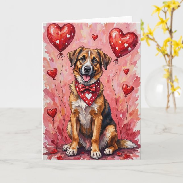 Anatolian Shepherd Valentine’s Day Dog with Hearts Kort (Gul blomma)
