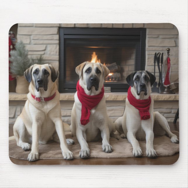 Anatolian Shepherd vid julen i Fireplace Musmatta (Framsidan)