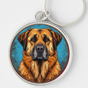 🐶 Anatolisk herdehund för daglig användning 🐶 Rund Silverfärgad Nyckelring