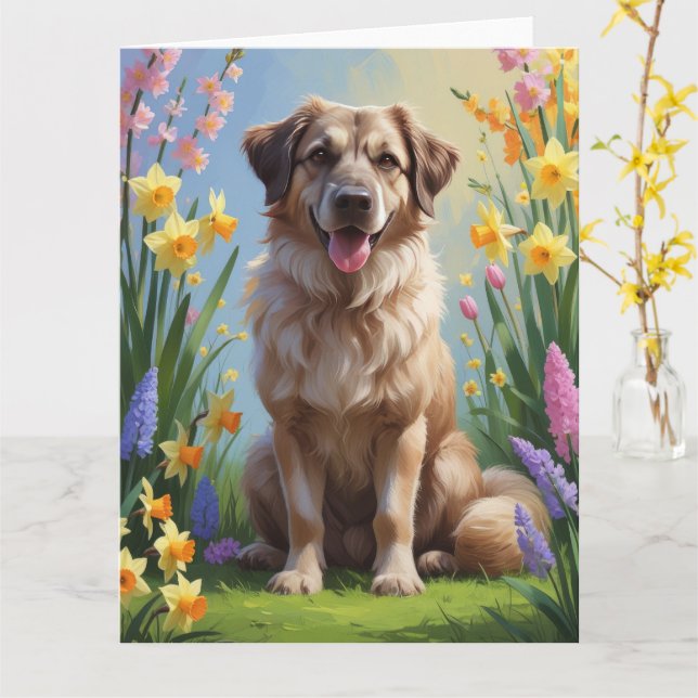 Anatolisk herdehund Hund Vårblommor Målning Kort (Gul blomma)