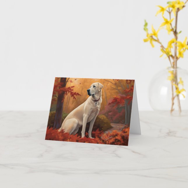 Anatolisk herdehund i höstlöv fall inspirerar kort (Gul blomma)