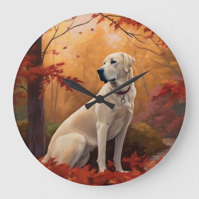 Anatolisk herdehund i höstlöv fall inspirerar stor klocka (Framsida)