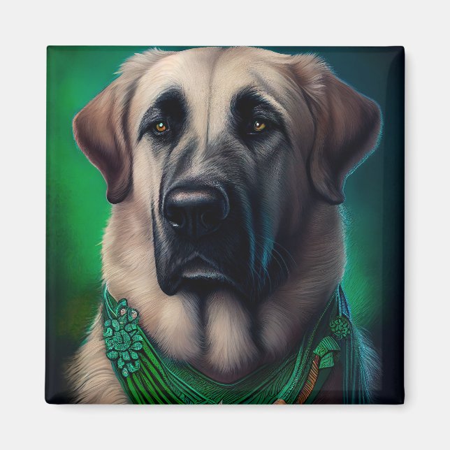 Anatolisk herdehund i St. Patricks dag-dräkt Magnet (Framsidan)